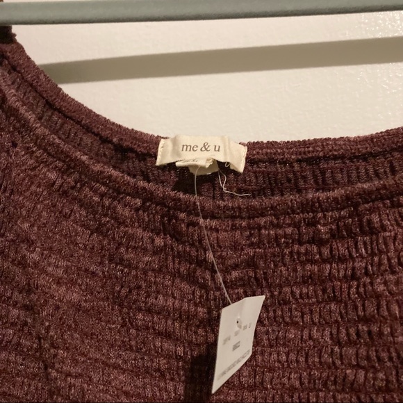 Hacci Smocked Square Neck Crop Top Blouse Wine Burgundy XL 2X 3X - Picture 12 of 15